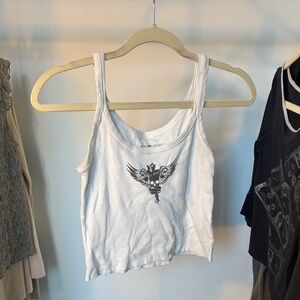 Brandy Melville White Tank Top with Graphic